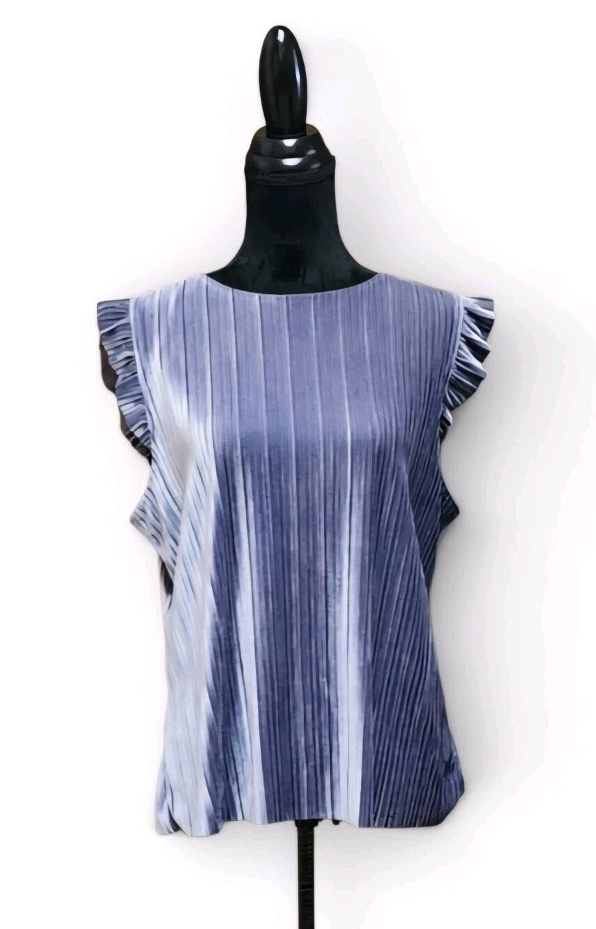 Worthington Velvet Flutter Sleeve Size XL Blue Velour Cap Ruffle Textured Top